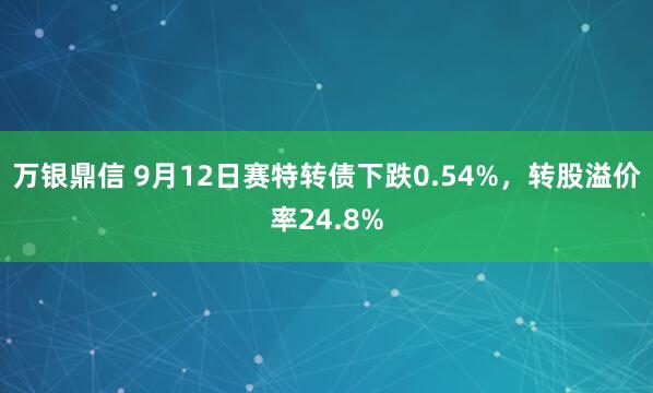 万银鼎信 9月12日赛特转债下跌0.54%，转股溢价率24.8%